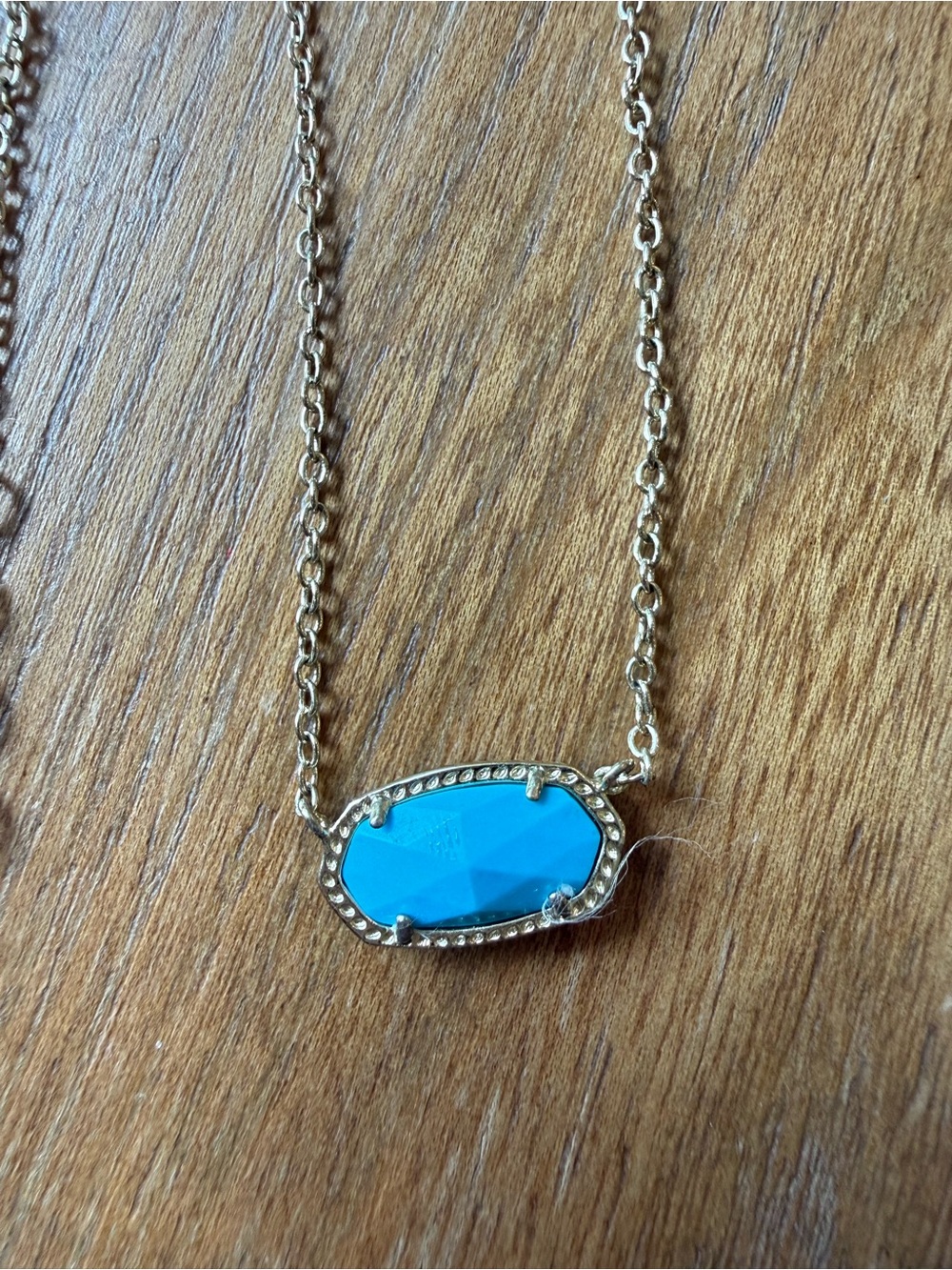 Kendra Scott Gold-Tone Necklace with Turquoise Faceted Pendant